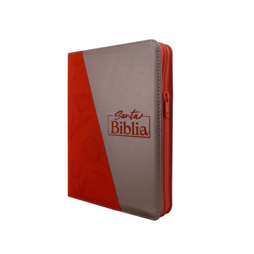 Biblia Letra gigante naranja champagne borde blanco con cierre by reina valera 1960