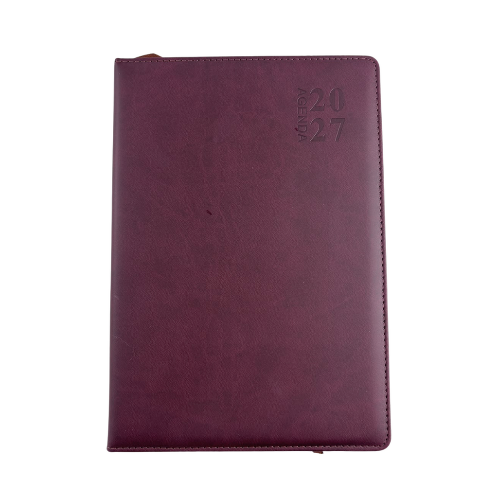 Agenda ejecutiva grande 2027 vinotinto borde dorado by varios