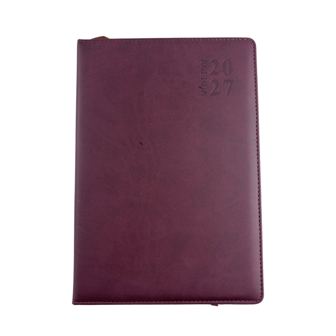 Agenda ejecutiva grande 2027 vinotinto borde dorado by varios
