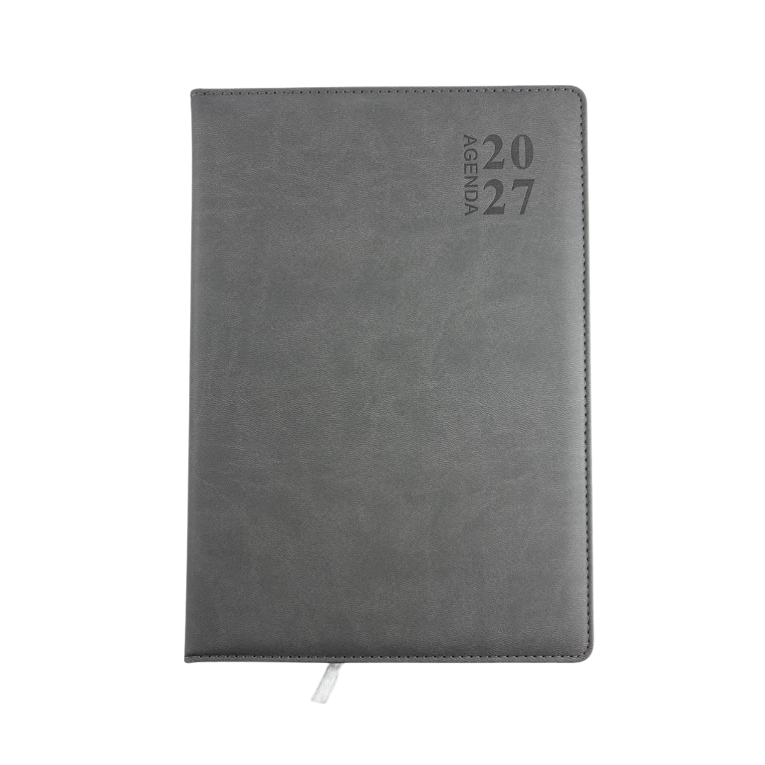 Agenda ejecutiva grande 2027 gris borde dorado by varios