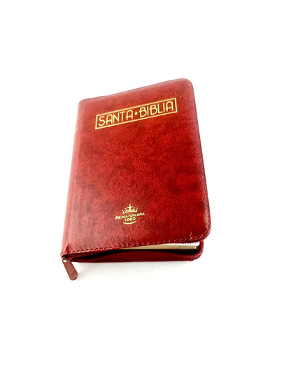 Biblia RVR 045 con Índice percalina rojo canto dorado