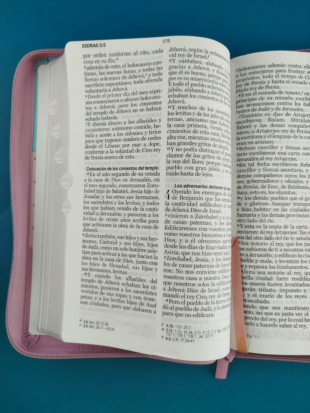 Biblia rvr 1960 tricolor celeste- rosa- lila letra grande con cierre e índice by Reina Valera 1960