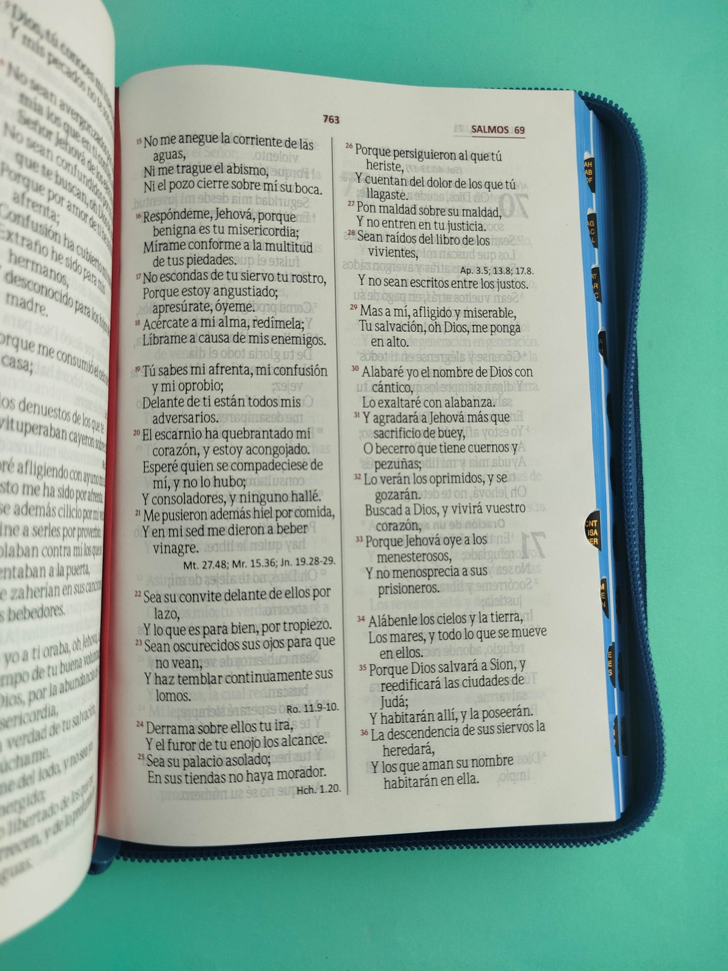 Biblia rvr 60 jean letra grande cierre azul con índice by Reina Valera 1960