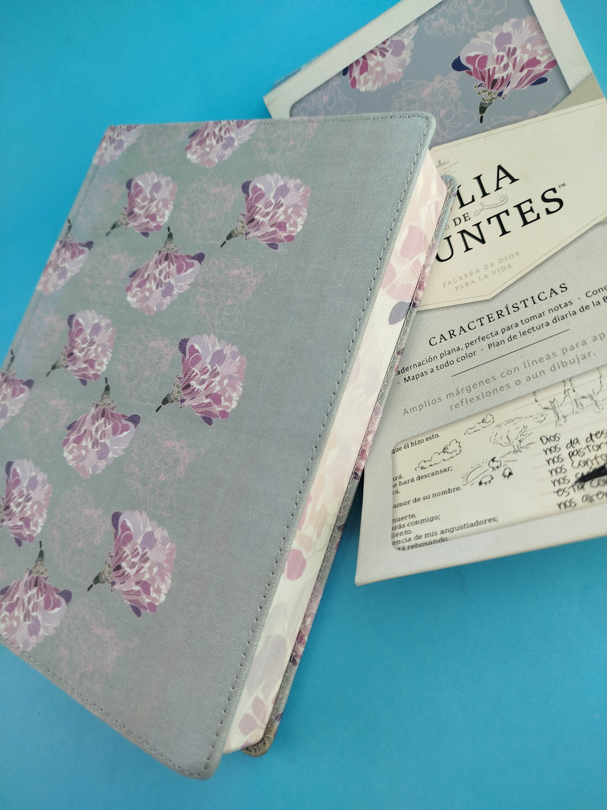 Biblia De Apuntes Gris Flores by libreriatroya.com