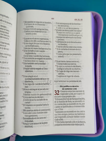 Biblia rvr letra grande promoción lila flores