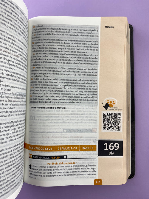 Biblia encuentro diario con Dios gris QR - RVC by Reina Valera contemporánea