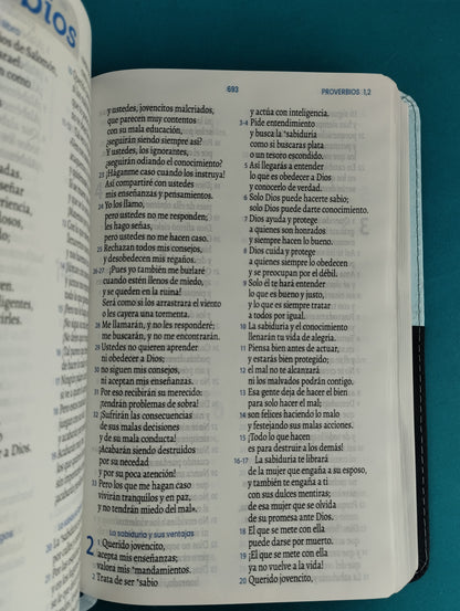 Biblia traducción en lenguaje actual 066 azul oscuro - azul claro / canto plateado