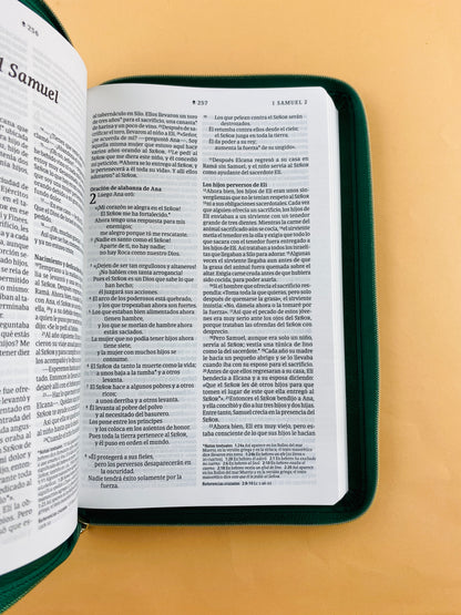 Biblia ntv tipo agenda verde zíper
