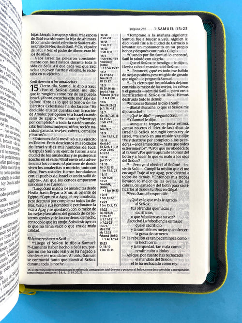 Biblia NTV letra grande sentipiel turquesa edición ziper con referencias by Nueva Traducción Viviente