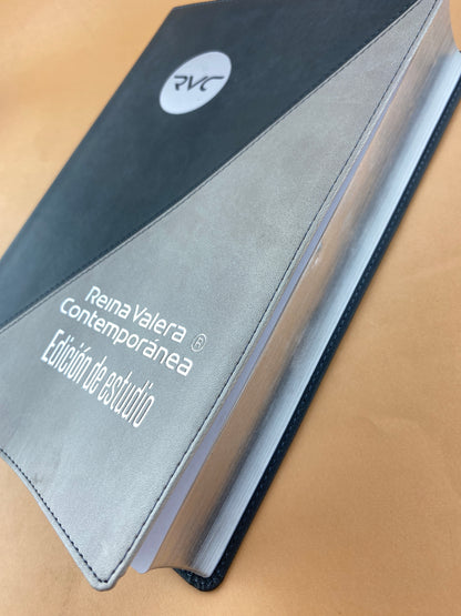 Biblia RVC gris - beige edición de estudio letra grande
