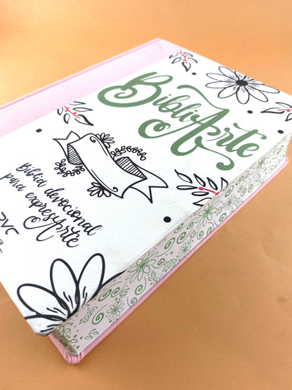 Bibliarte biblia devocional para expresarte rosa borde blanco- flores