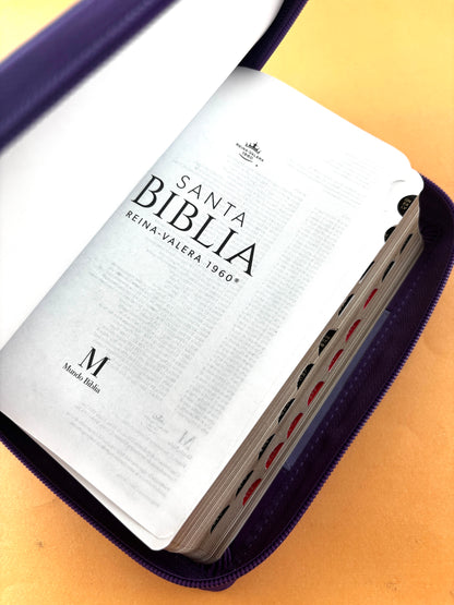 Biblia rvr 1960 bitono morado- lila letra grande con cierre e índice by Reina Valera 1960