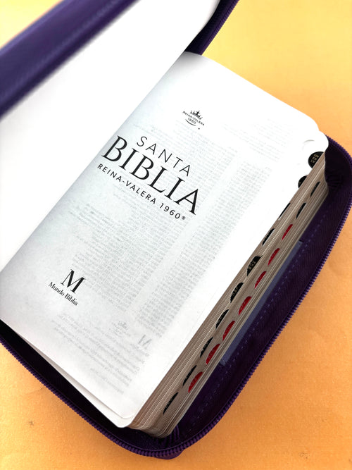 Biblia rvr 1960 bitono morado- lila letra grande con cierre e índice by Reina Valera 1960
