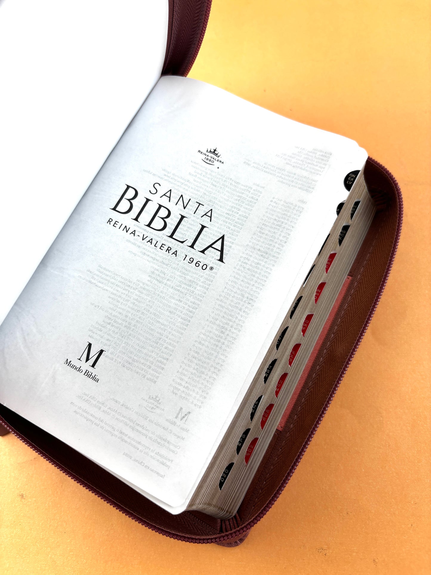 Biblia rvr 1960 bitono rosa - palo de rosa letra grande con cierre e índice