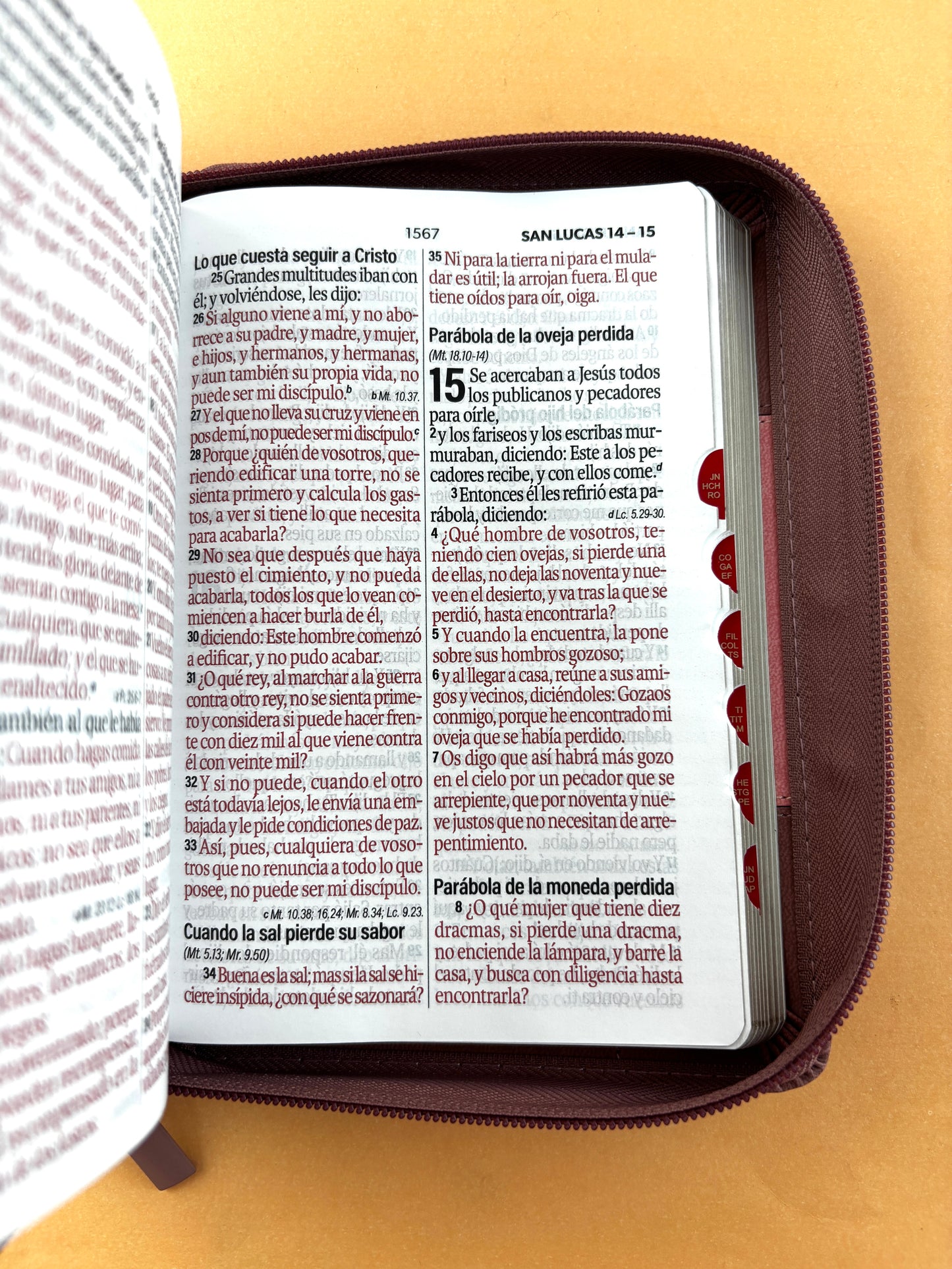 Biblia rvr 1960 bitono rosa - palo de rosa letra grande con cierre e índice