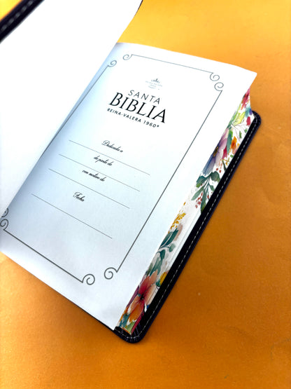 Biblia rvr 1960 letra grande morado-flores - canto decorado sin cierre by Reina Valera 1960