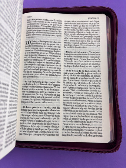 Sagrada biblia de américa colección estuche morada/flores by Biblia de América