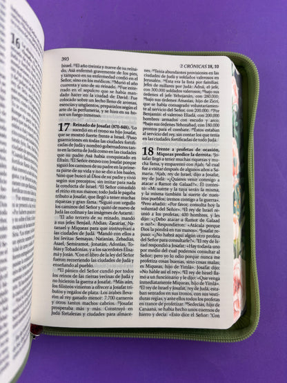 Sagrada biblia de américa colección estuche verde claro/flores by Biblia de América