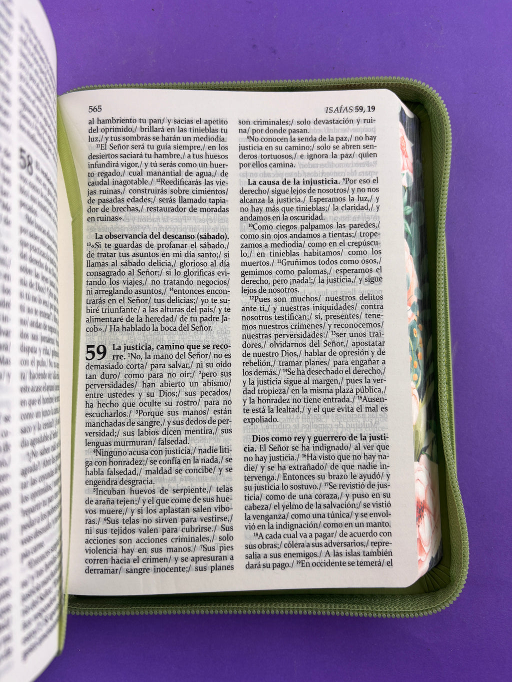 Sagrada biblia de américa colección estuche verde claro/flores by Biblia de América