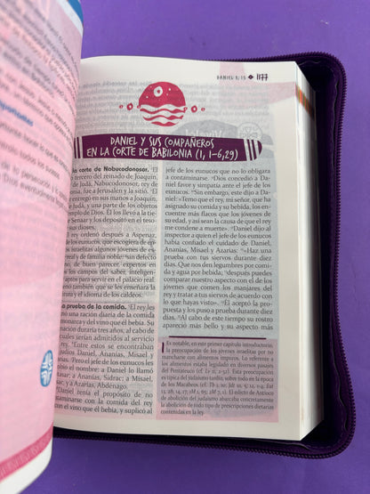 Biblia didáctica para jóvenes morada con cierre by Abriendo caminos