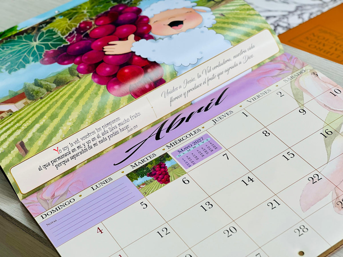 Calendario programador 2027 ovejitas de colgar azul by Ovejitas
