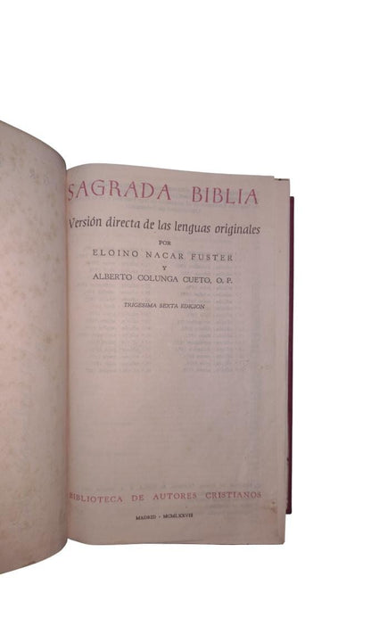 Biblia Nacar Colunga pasta dura by eloino nacar y alberto colunga