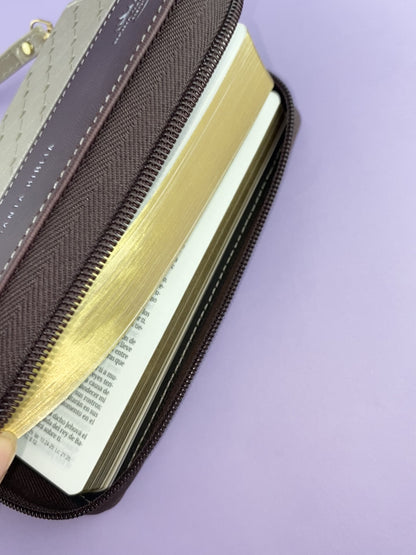 Biblia tipo chequera rvr 1960 con cierre sin índice café-crema