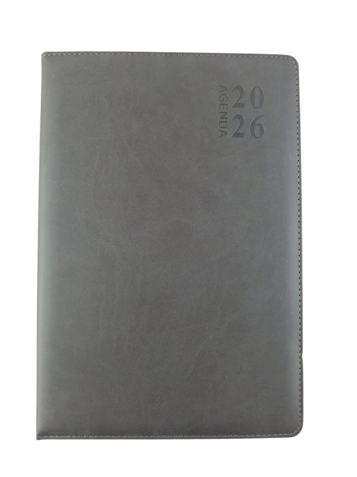Agenda ejecutiva 2026 borde dorado gris by Varios