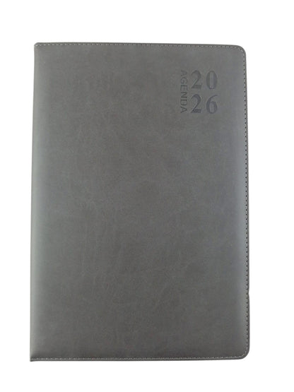 Agenda ejecutiva 2026 borde dorado gris by Varios