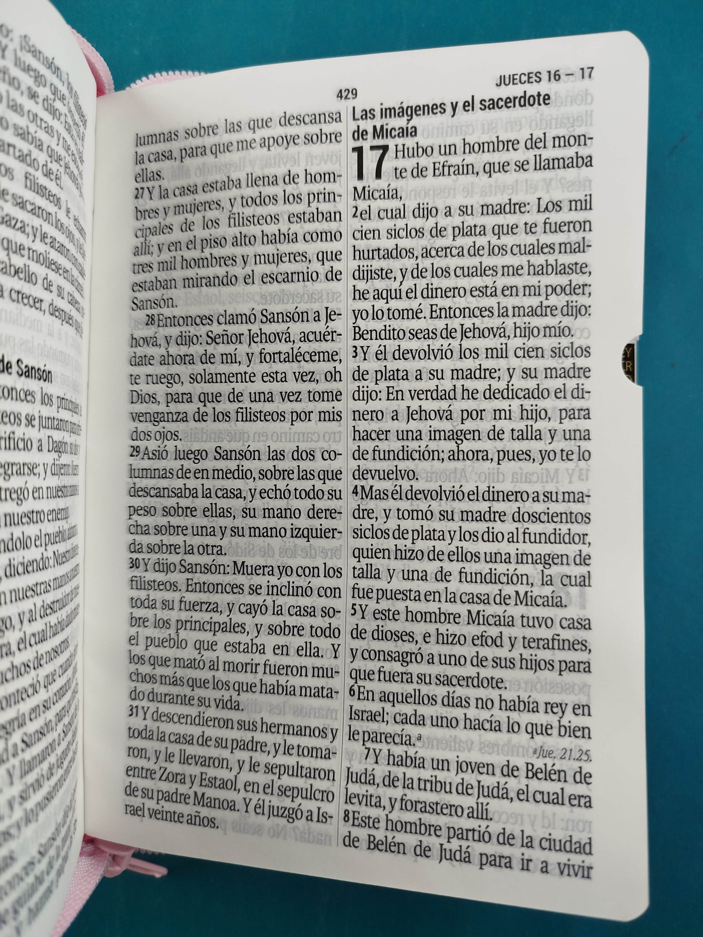 Biblia Mediana Fucsia Rosado con Índice y Letra Grande