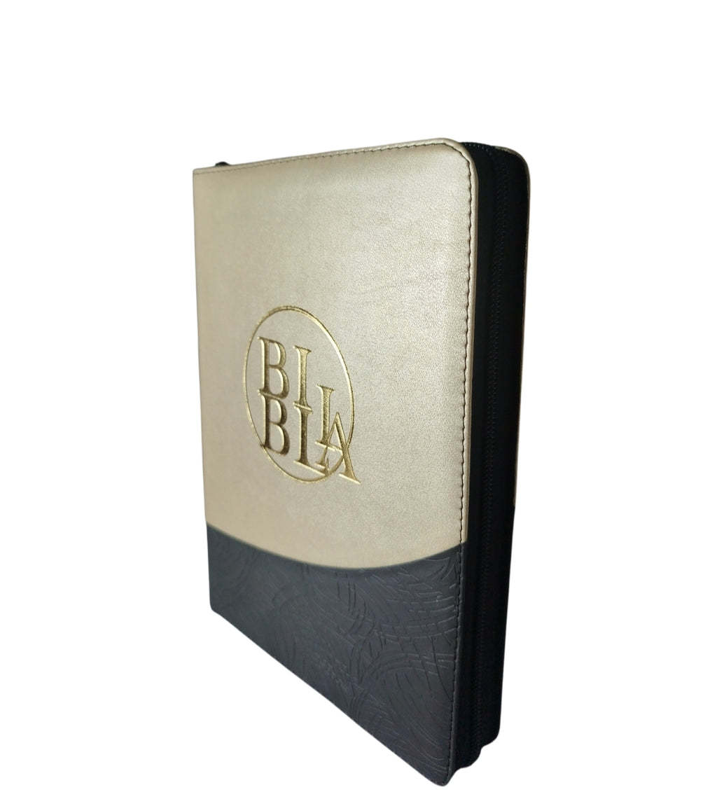 Biblia letra gigante beige negro borde blanco con cierre by Reina Valera 1960