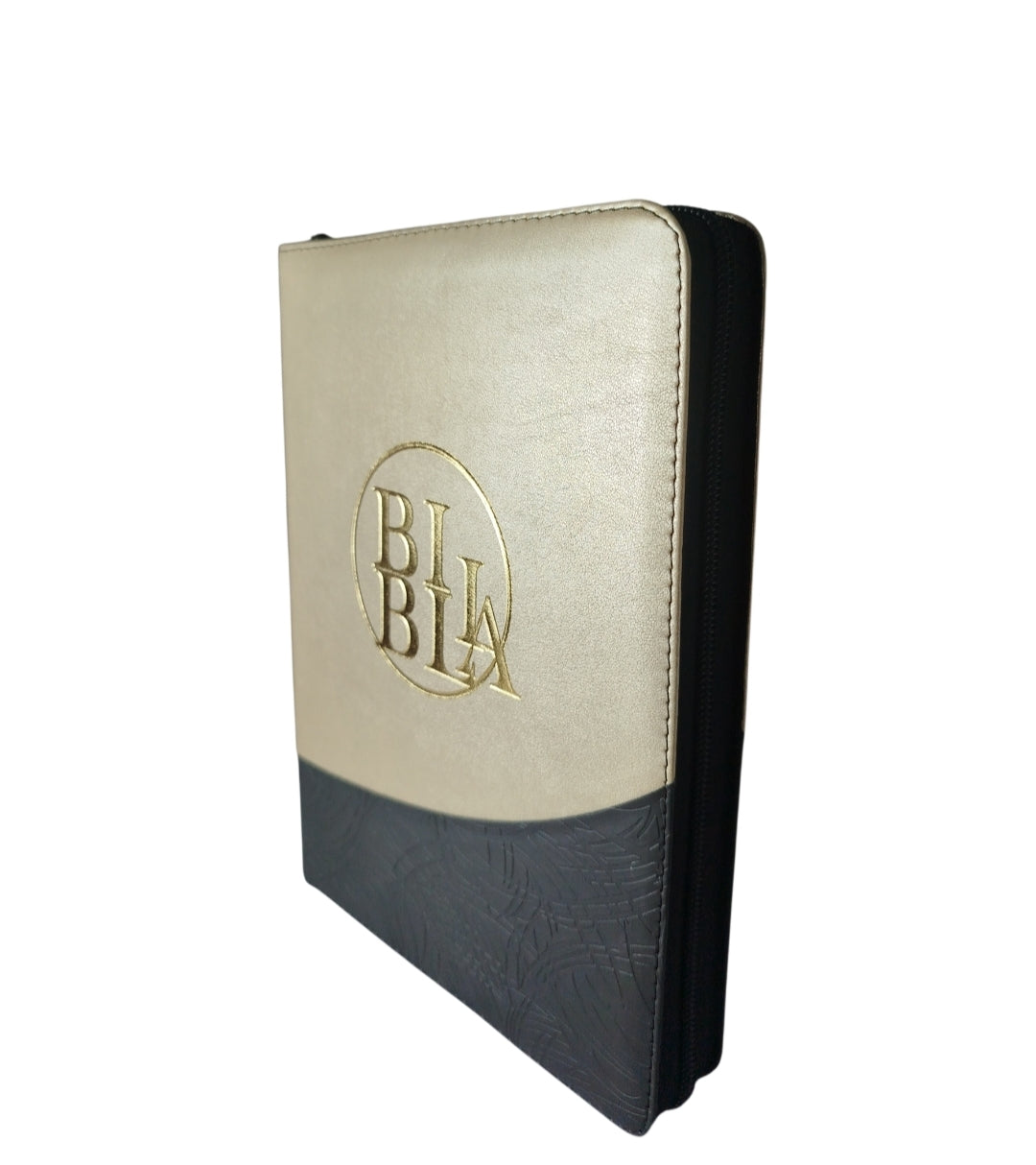 Biblia letra gigante beige negro borde blanco con cierre by Reina Valera 1960
