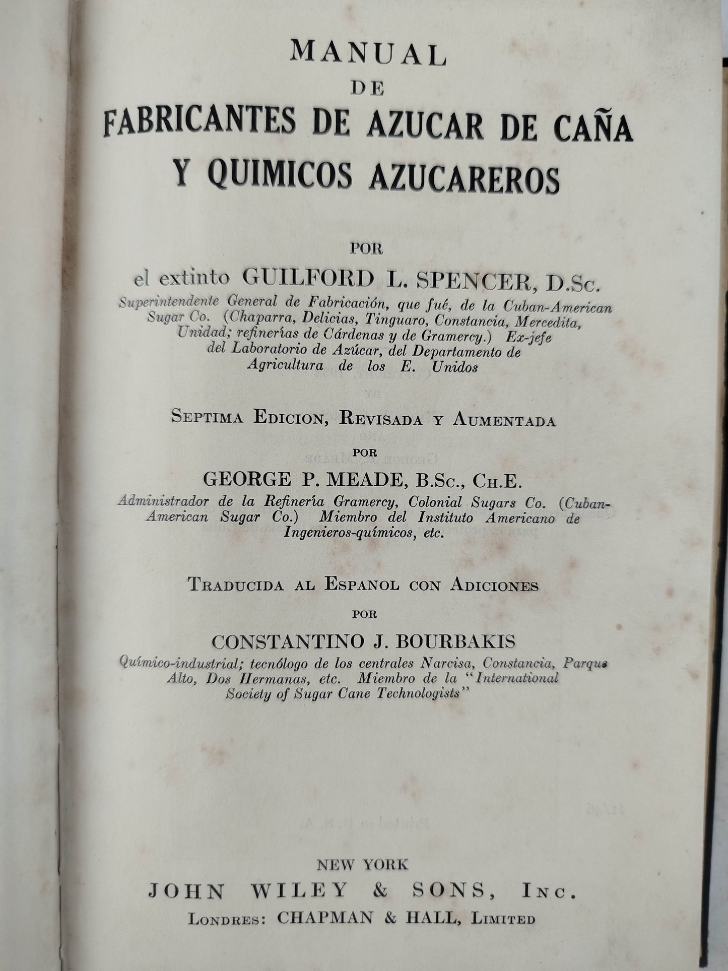 Manual de fabricantes de azucar de caña y quimicos azucareros by Guilford L. Spencer