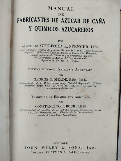 Manual de fabricantes de azucar de caña y quimicos azucareros by Guilford L. Spencer