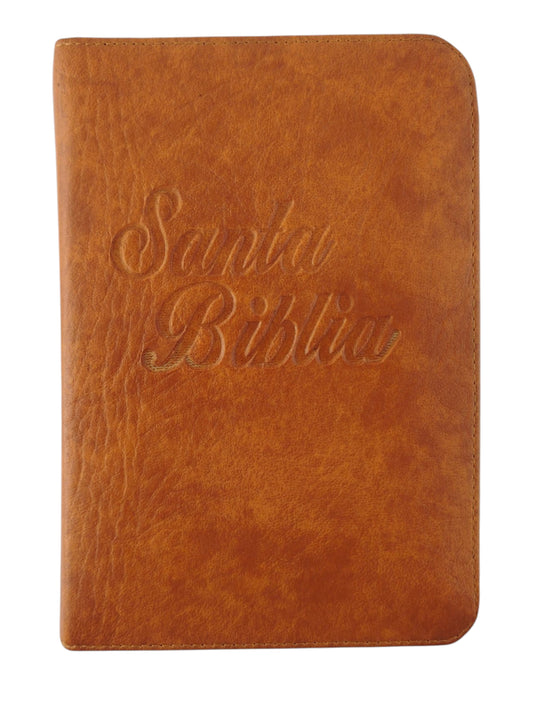 Biblia troquelada cosida naranja beige