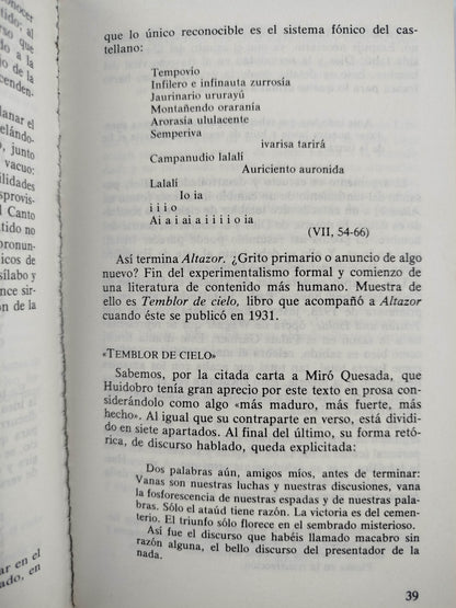 Altazor Temblor de cielo by Vicente Huidobro