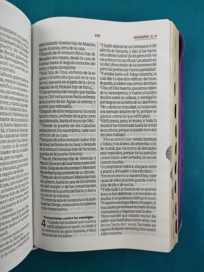 Biblia rvr Beige Morado Canto Dorado Cierre con índice by Reina Valera 1960