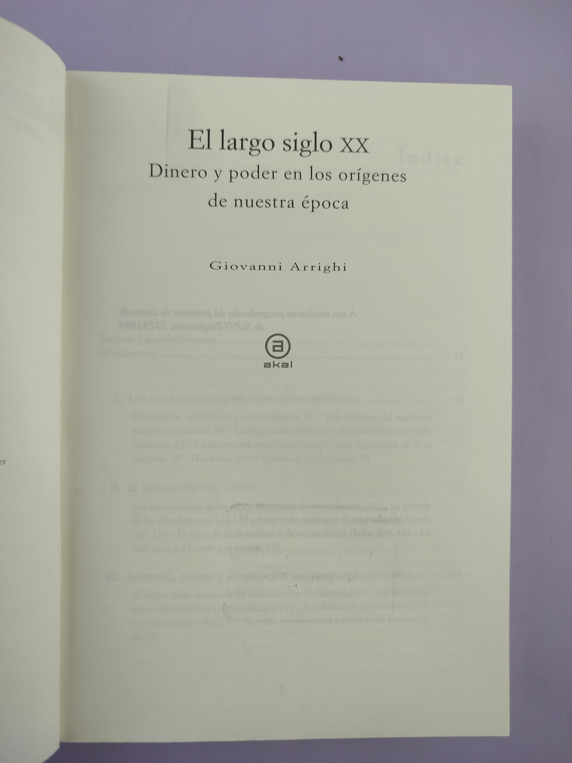 El Largo Siglo XX Segunda Edicion by Giovanni Arrighi