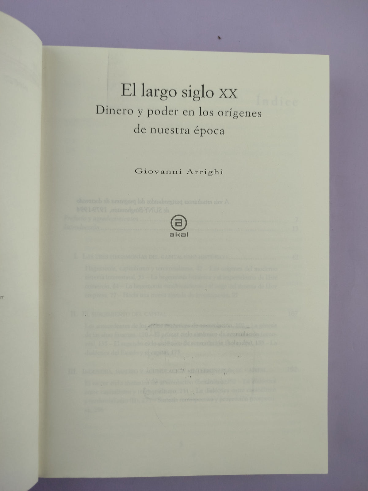 El Largo Siglo XX Segunda Edicion by Giovanni Arrighi