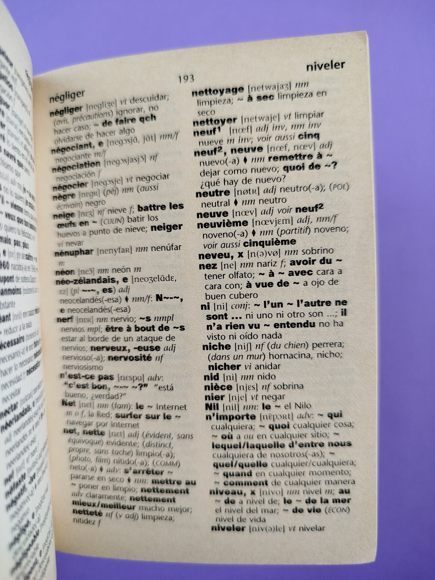 Diccionario Frances - Espagnol / Espagnol - Francais