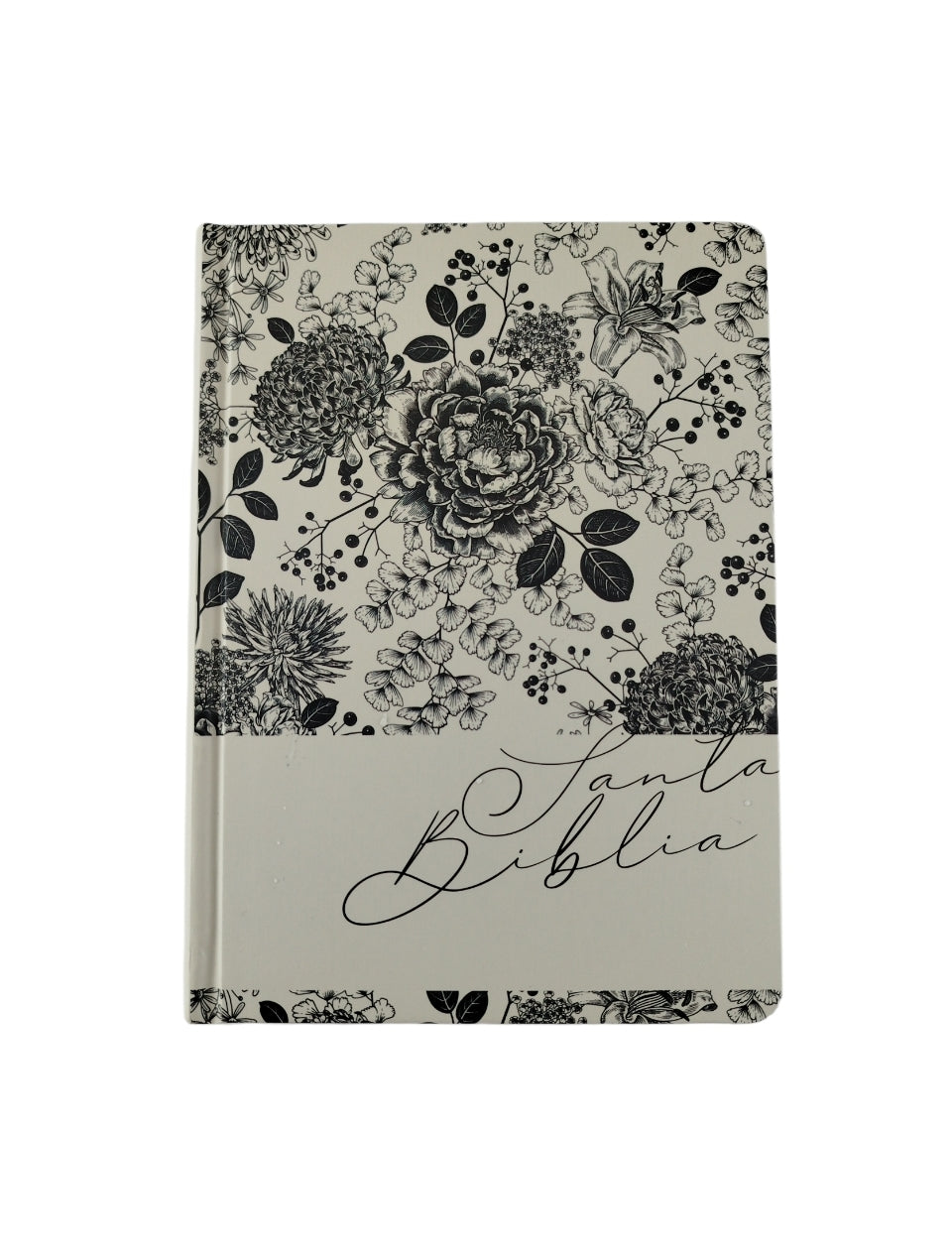 Biblia de Apuntes RVR 1960 Tapa dura, Blanco y negro con flores (Edición cantos pintados) by Cipriano Valera