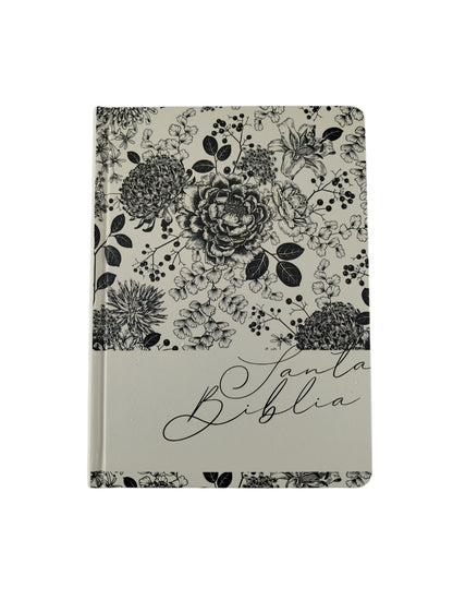 Biblia de Apuntes RVR 1960 Tapa dura, Blanco y negro con flores (Edición cantos pintados) by Cipriano Valera