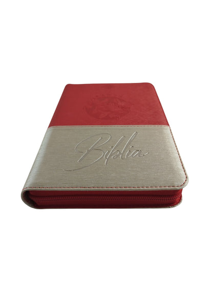Biblia rvr con índice beige rojo canto dorado by Varios