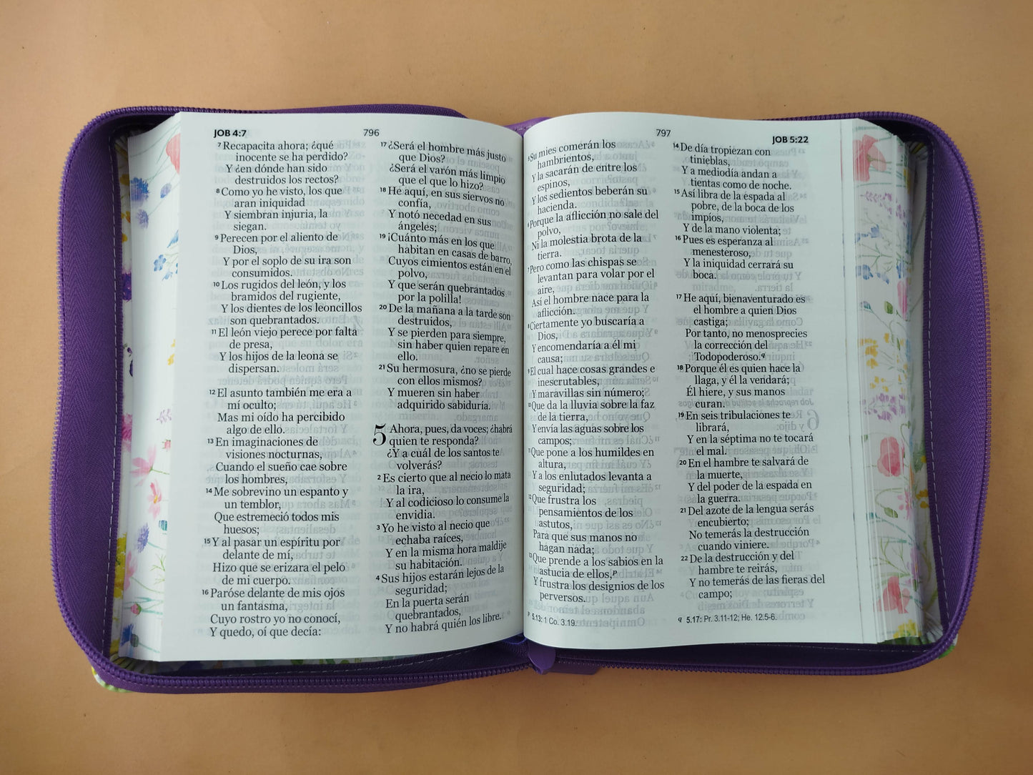 Biblia rvr 1960 colección primaveral letra grande morada con cierre