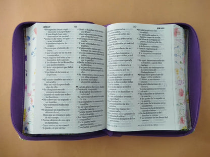 Biblia rvr 1960 colección primaveral letra grande morada con cierre