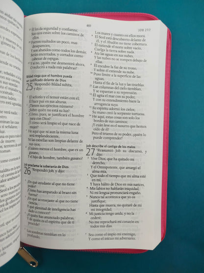 Biblia RVR 1960 Letra Grande con Estuche Fucsia flores