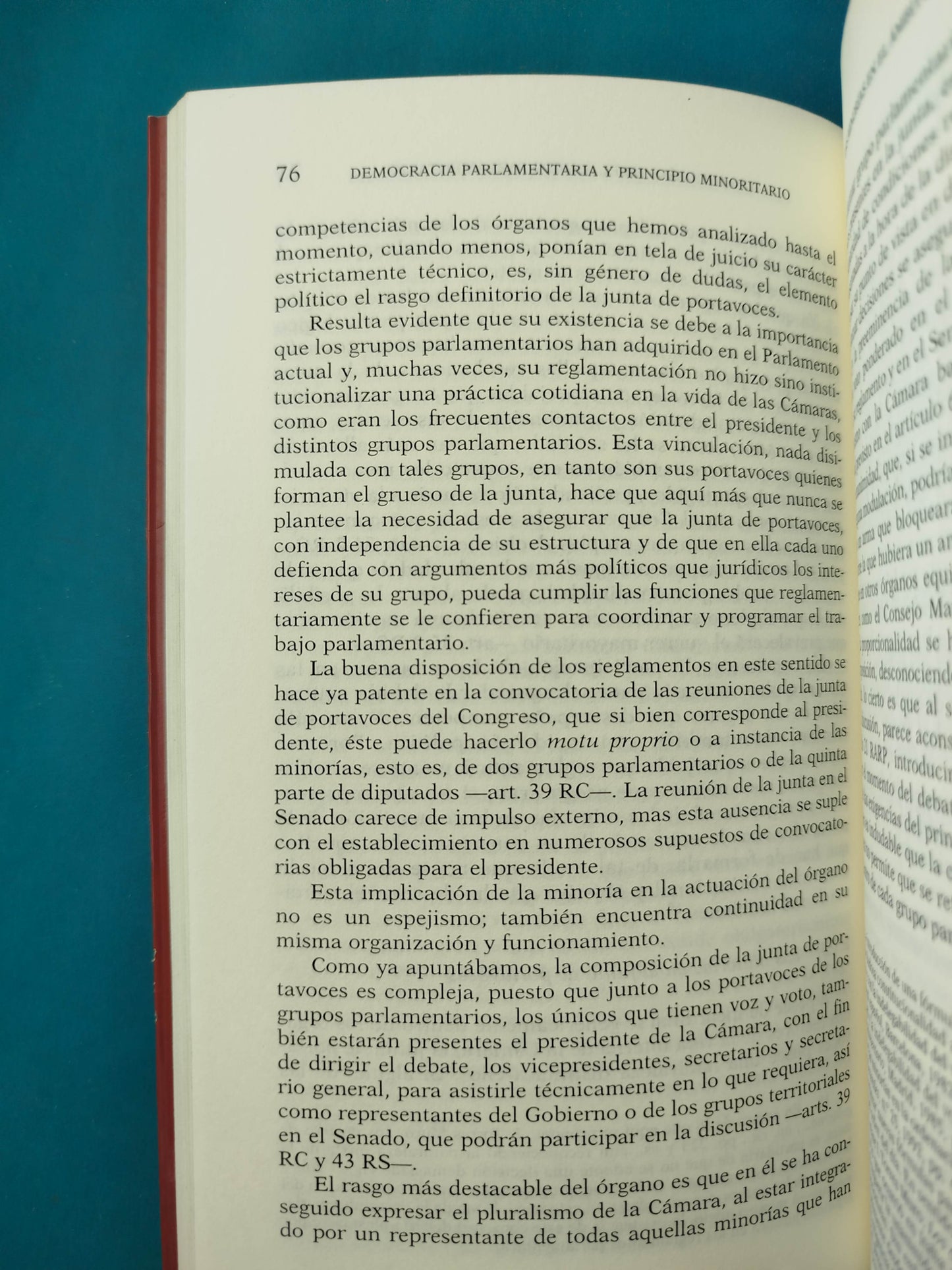 Democracia parlamentaria y principio minoritario