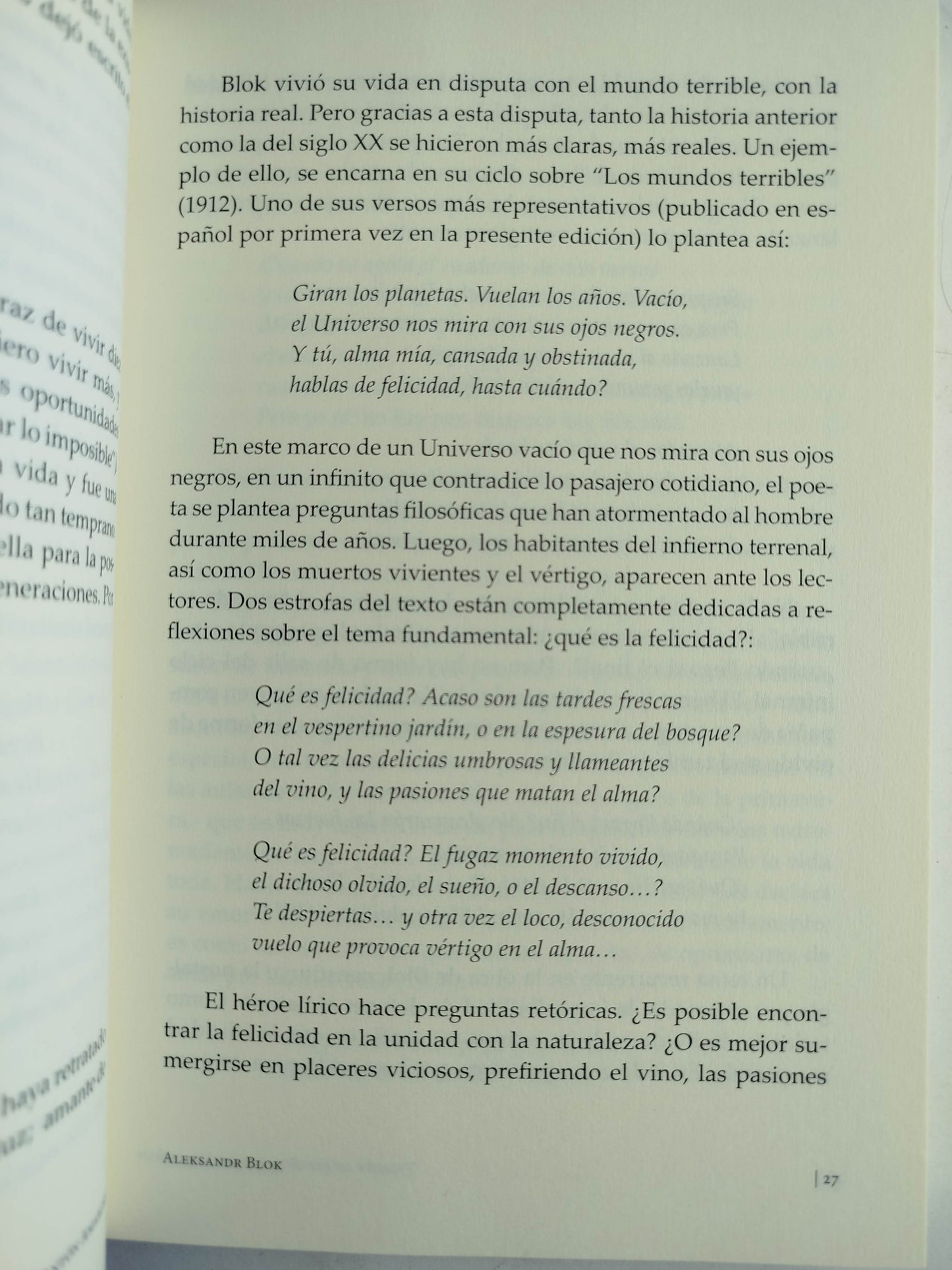 !Vivir quiero intensamente! by Aleksandr Blok