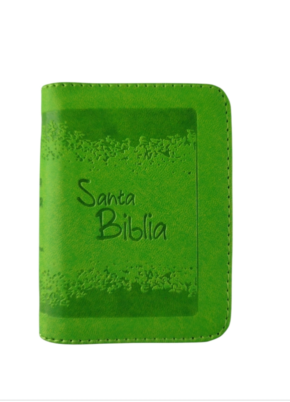 Biblia mini verde con cierre canto plateado by Reina Valera 1960