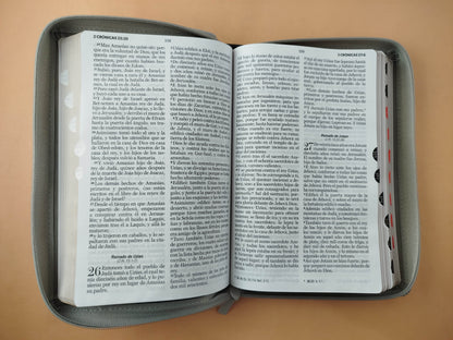 Biblia rvr 1960 bitono negra-gris letra grande con cierre e índice